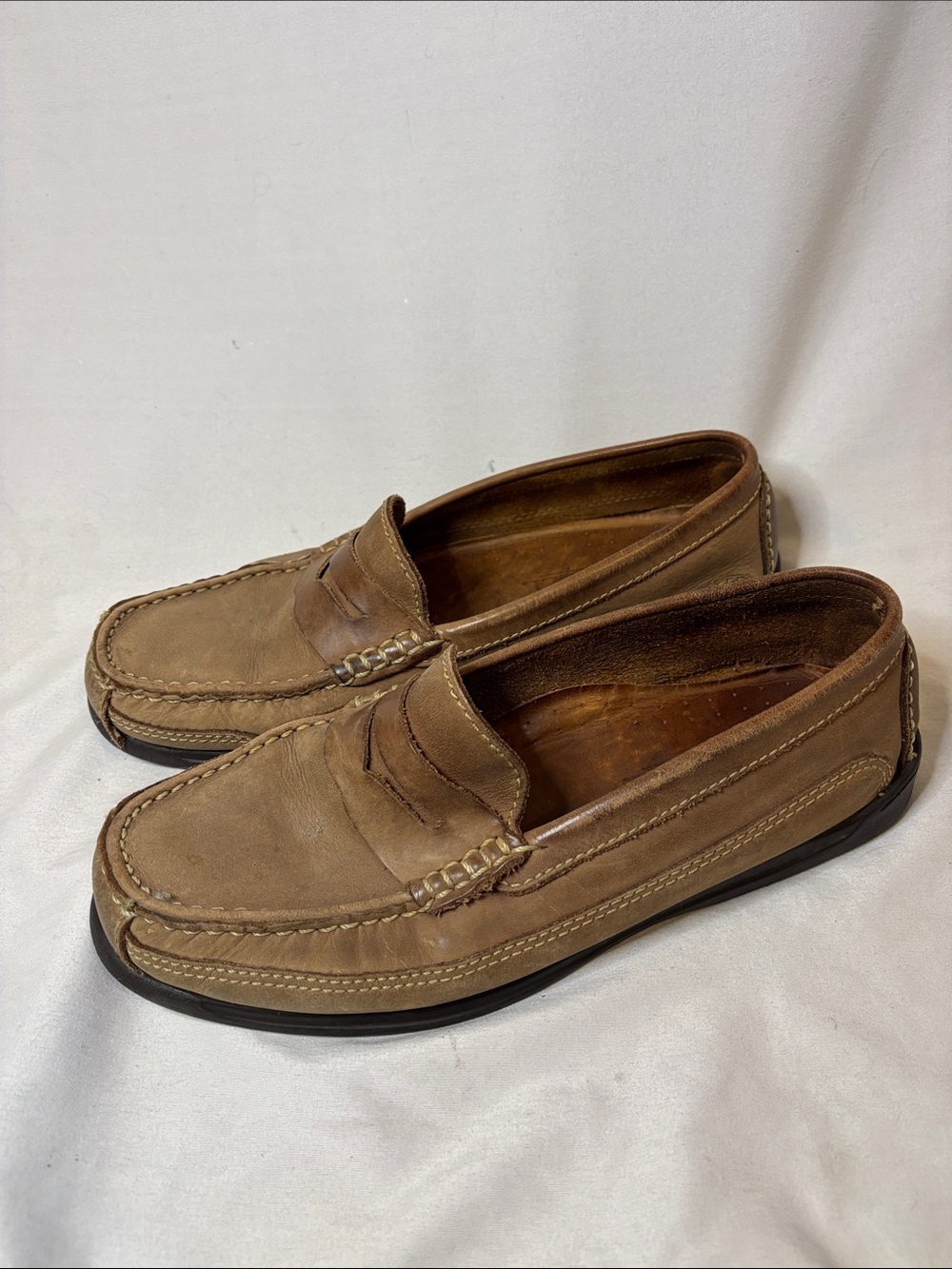 Borrelli Hunter tan penny loafers shoes 9.5